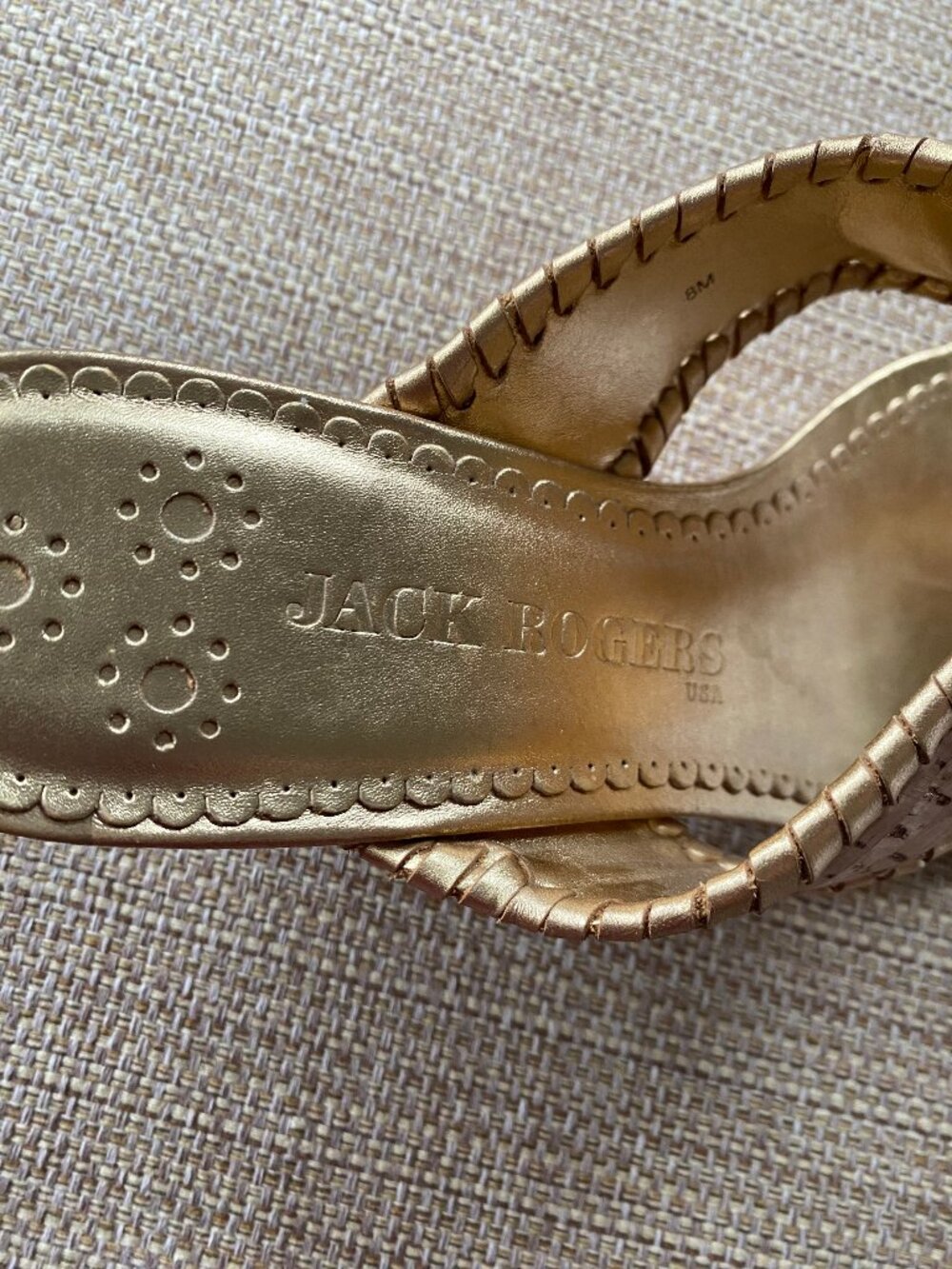 Jack Rogers Gold Cork Heel Sandals Size 8 - Picture 6 of 14